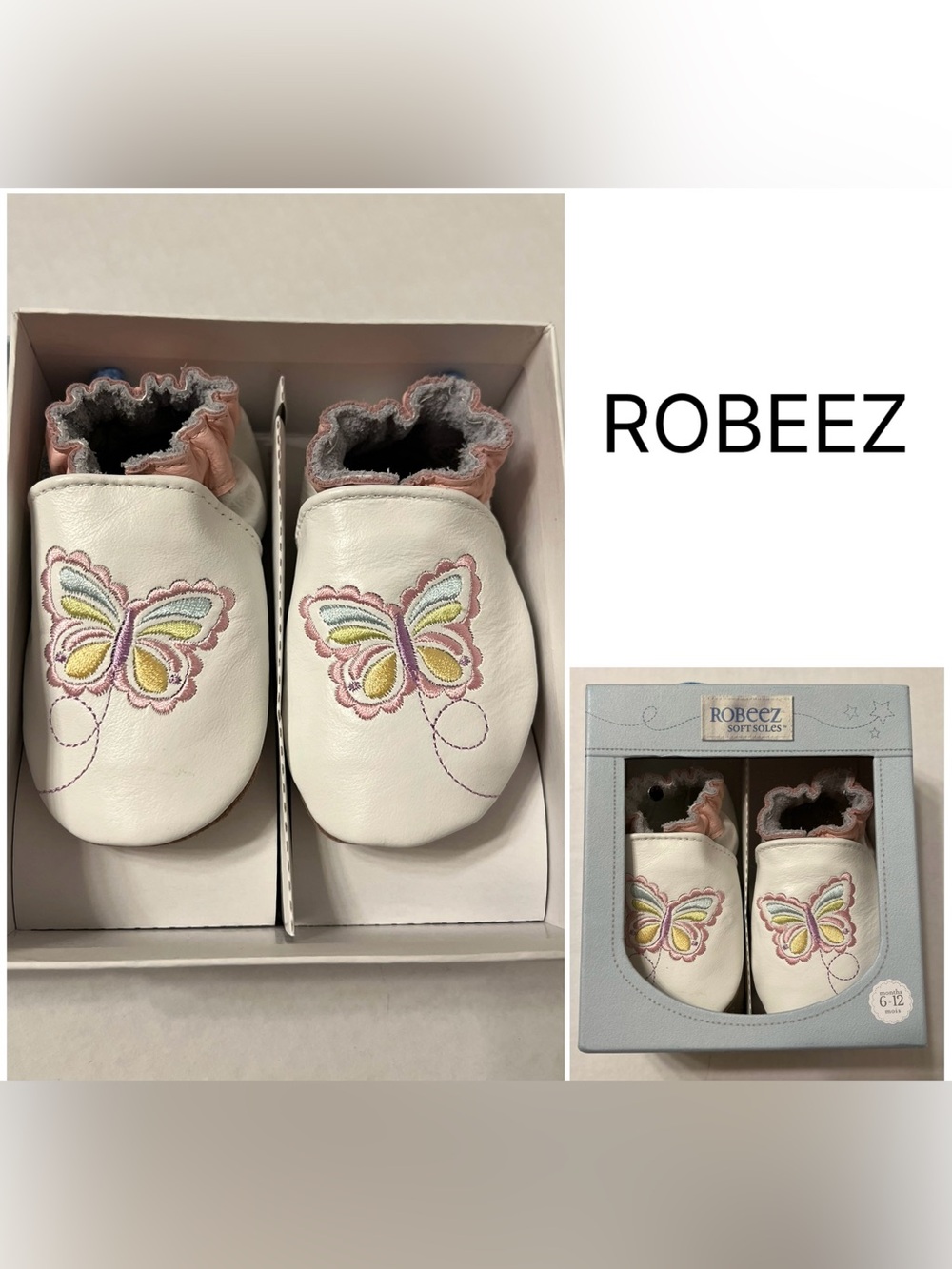 ROBEEZ - 6/12M - NWT - BUTTERFLY SOFT SOLE SUEDE LEATHER BOOTIES